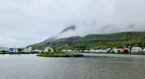 The famous town seydisfjordur with some typical icelandic buildings