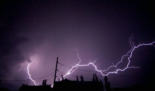 Low angle view of power lines against sky