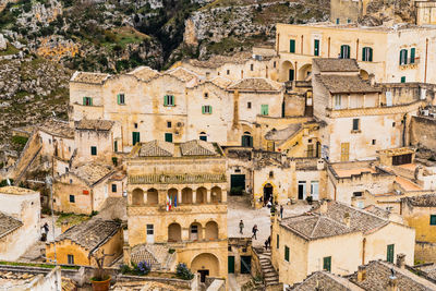 High angle view of buildings in town