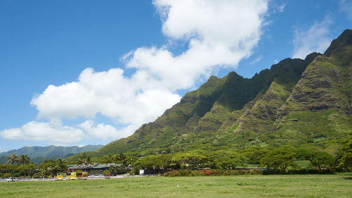 Scenic view of mountains against sky