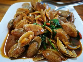 Close-up of seafood in plate