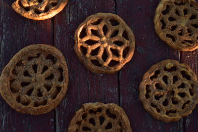 Crispy sugar coated mexican pastries or cookies called bunuelos