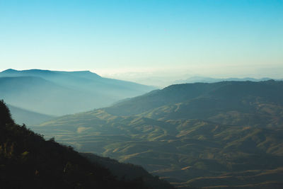 Scenic view of mountains against clear sky