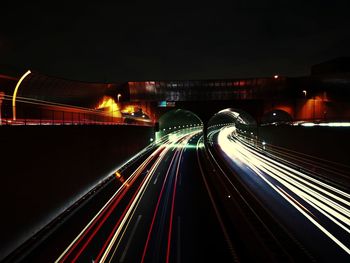 Light trails on highway at night