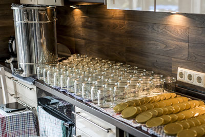 High angle view of food in kitchen