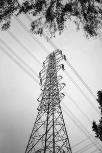 Low angle view of electricity pylon against sky