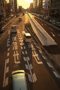 High angle view of traffic on city street