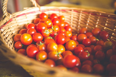 Close-up of tomatoes in basket