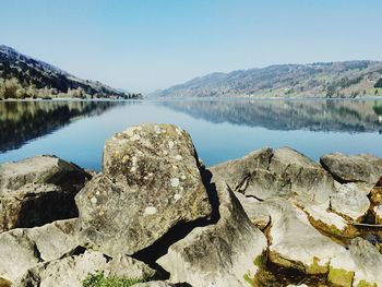 Scenic view of lake against sky