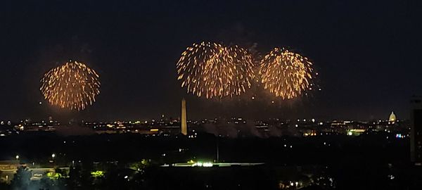 Firework display at night