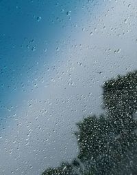 Full frame shot of raindrops on glass window