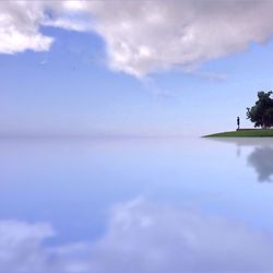 Scenic view of calm sea against cloudy sky