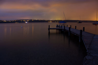 Scenic view of sea against sky at sunset