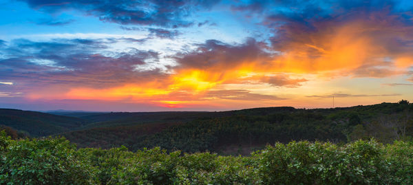 Scenic view of landscape against sky during sunset