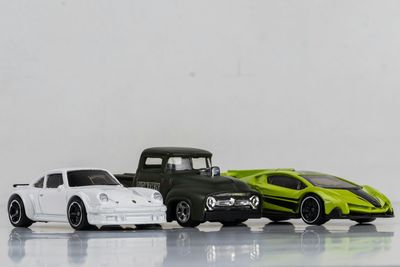 Toy car in row