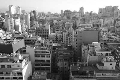 Cityscape against clear sky