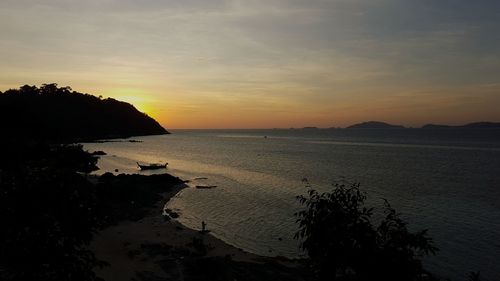 Scenic view of sea at sunset