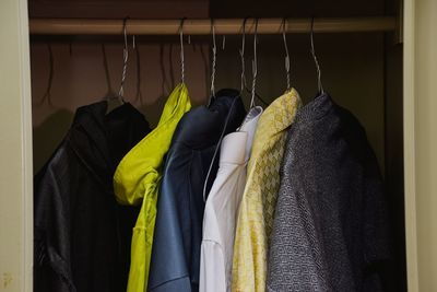 Clothes hanging on rack at store