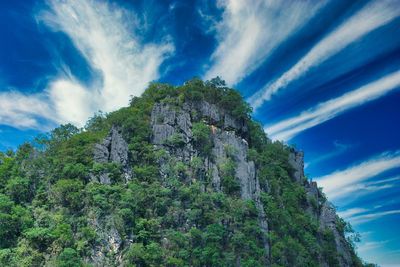 Low angle view of rocks against sky