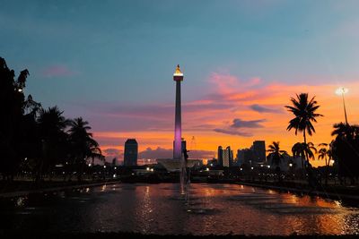 View of buildings against sky during sunset