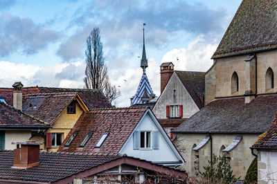 Low angle view of buildings against sky