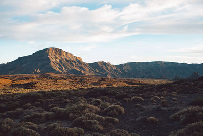 Scenic view of rocky mountains against sky