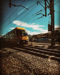 Railroad tracks against sky