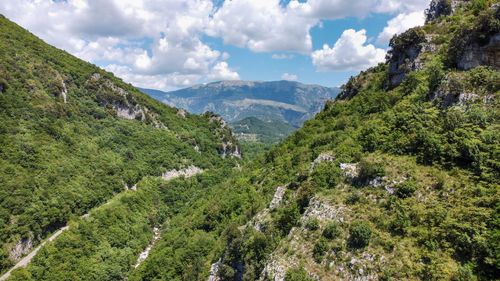 Panoramic view of landscape and mountains against sky