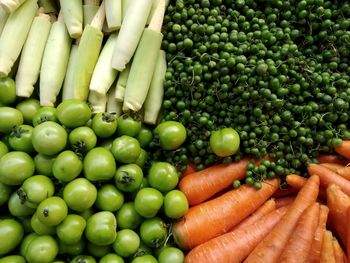 High angle view of vegetables for sale in market