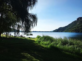 Scenic view of lake against sky