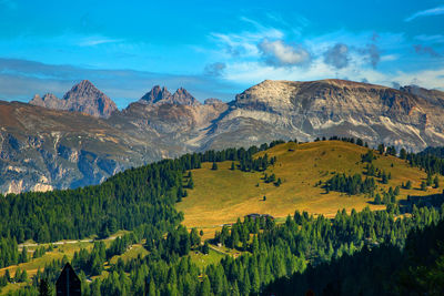 Panoramic view of landscape and mountains against sky