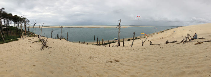 Scenic view of beach against sky