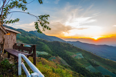 Scenic view of landscape against sky during sunset