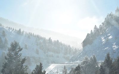 Scenic view of snow covered mountains