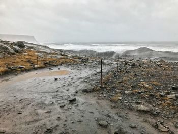 Scenic view of beach against sky