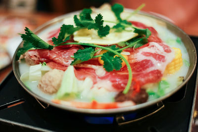 Close-up of fruit salad in bowl
