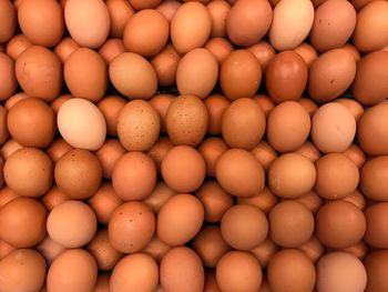 Full frame shot of eggs in market