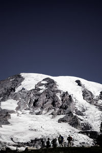 Scenic view of snowcapped mountain against clear sky