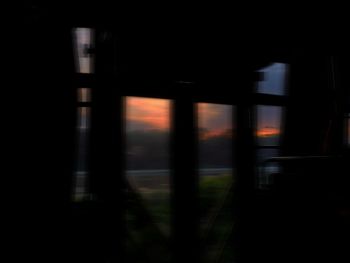 Blurred motion of train at sunset