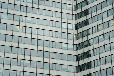 Low angle view of modern glass building in city