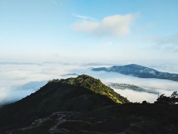 Scenic view of rocky mountains against sky