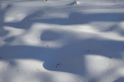 High angle view of snow on land