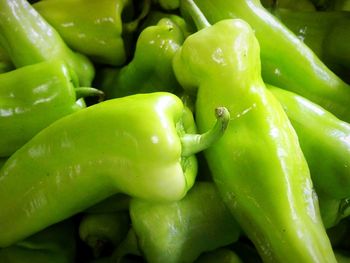 Full frame shot of green chili peppers