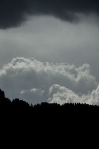 Silhouette trees on field against sky