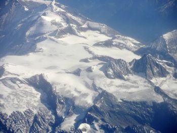 Aerial view of snow covered mountain