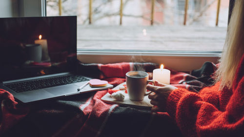 Close-up of laptop on table