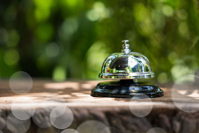 Close-up of trophy on table