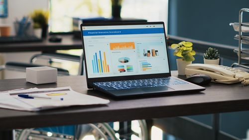 Close-up of laptop on table