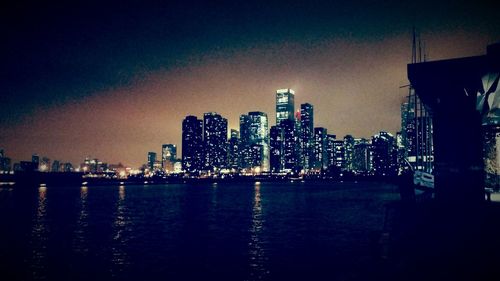 Illuminated city skyline at night