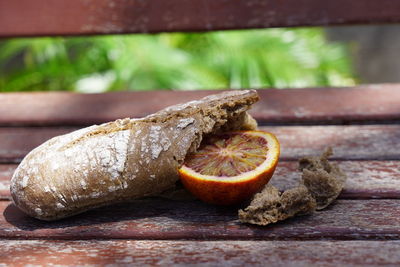 Close-up of orange on table